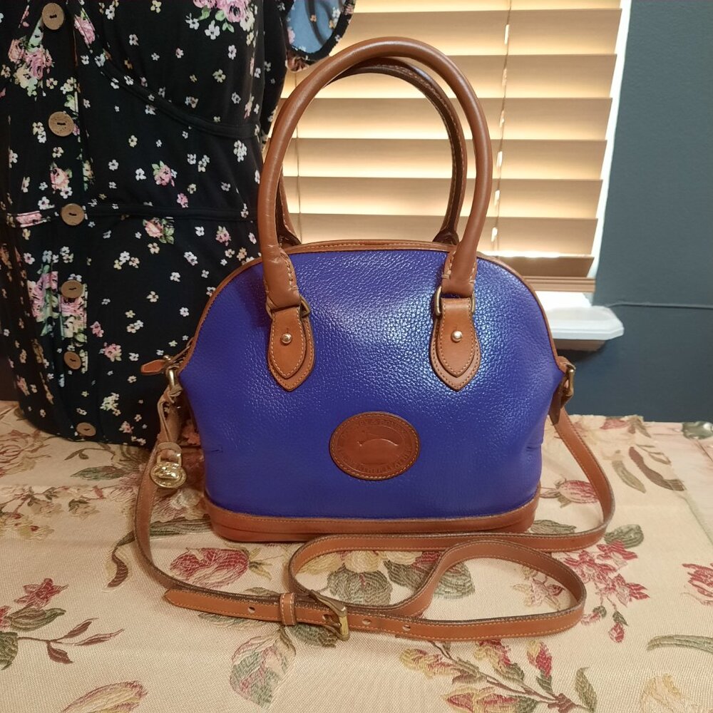 Vintage Dooney & Bourke Norfolk Hand Painted Violet Purple Satchel